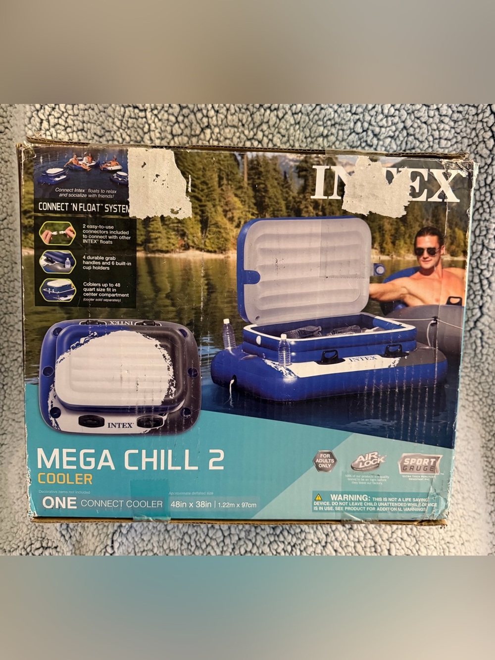 Intex Mega Chill 2 Inflatable Cooler - Blue & White